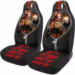 GENANY Horror Movie Characters 2 Front Car Seat Covers for Car Truck Sedan SUV, Halloween Car Seat Cover, Durable Automotive Seat Covers, Breathable Bucket Seat Covers, Protective Interior Accessory