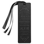 FINPAC Leather Bible Bookmarks, Vegan Leather Bookmarks, Religious Bookmarks, Bible Verse Book Markers Church Gifts for Women Men [Trust in The Lord with All Your Heart] - Black