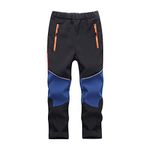 Toomett Boys Girls Kids Outdoor Fleece-Lined Soft Shell Hiking Fishing ski Pants Insulated Water and Wind-Resistant,1510 (Black/Dark Blue, M(6-7 Years))