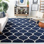 AMIABLE Soft Fluffy Shag Area Rugs for Living Room, Shaggy Floor Carpet for Bedroom, Girls Carpets Kids Home Decor Rugs, Cute Luxury Non-Slip Thickness 5 cm (5X7 FEET, Blue Design 1)