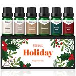 Fragrance Oil, ESSLUX Holiday Set of Scented Oils, Soap & Candle Making Scents, Christmas Essential Oils Gift Set for Home Diffuser, Apple Cider, Forest Pine, Eggnog, Berry Bliss and More