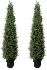 Fopamtri Artificial Plants Outdoor 150 cm Cypress Tree Fake Plants Plastic in Pot, UV Rated Cedar Tree for Indoor Outdoor Home Garden Porch Decor(2 Pack)