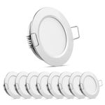 Obeaming 8 Pack 12 Volt LED Puck Light RV Recessed Mount Ceiling Light 2.75” 12V Down Light for Camper Van Truck Boat Interior Ceiling Kitchen Cabinet Lighting CRI 93 (Silver/Warm White)