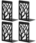 Book Ends, Bookends Heavy Duty, INNÔPLUS Book End Holder for Shelves, Metal Bookend (Black 2 Pair) for Office and School, Decorative Tree Unique Design Book Stopper for Gift, Book Binder and Dividers