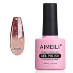 AIMEILI Soak Off UV LED Temperature Colour Changing Chameleon Gel Nail Polish Glitter - Chocolate Spark (TC05) 10ml