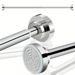 Herrlich Homes (125 to 220 cm) Extendable Shower Curtain Tension Rod | Non-Drilling Anti-Skid Spring Pull Rod | Adjustable Size | With Rubber Pads | Stainless Steel, Silver | 1 Piece