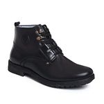 Zoom High Ankle Genuine Leather Shoes Boots for Men Formal Casual Branded A-4701 | High Ankle Formal Shoes for Men Leather Boots Branded | 100% Pure Leather Black