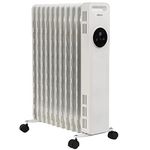 Zanussi 2300W Oil Filled Radiator 11 Fin Portable Electric Heater & Remote Control, White, Display & 24 Hour Timer, Adjustable Thermostat, 3 Heat Settings, Safety Cut-off, 20 m sq Room Size, ZOFR5005