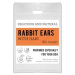 Caiwo (50 Count) Rabbit Ears with Hair for Dogs -Healthy and Tasty Dog Treats Chews Hypoallergenic Dental Hygiene Support (50)