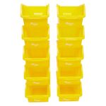 The Workplace Depot Plastic Nesting Small Parts Bins - Pack of 10 - 127(H) x 150(W) x 235(D) mm (Yellow)