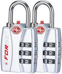 Forge TSA Luggage Combination Lock - Open Alert Indicator, Easy Read Dials, Alloy Body- Ideal for Travel, Lockers, Bags (Silver)