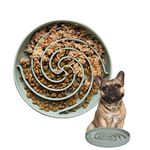 Bifeaw Dog Puzzle Bowl - Silicone Slow Feeder Dog Bowls for Healthy Eating - Puppy Slow Feeder Non-Slip Design Dishwasher Microwave Safe (Grey Green)