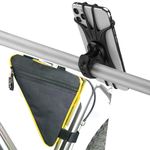 Kraptick Triangle Bike Bag with 360* Degree Rotatable Mobile Phone Holder - Water-Proof Storage Bag, Cycle Storage Pouch and Mobile Phone Mount for Bicycles with Fit for All Bicycles Frames (Yellow)