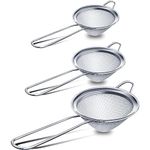 Fine Mesh Strainers Set of 3 Sieve Fine Mesh Colander Skimmer with Handle Colander Sieve Sifters Tea Strainers for Sift Strain Drain Rinse Vegetables Pastas Tea