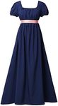 GRACEART Tea Party Dress for Women Vintage Regency Dress Victorian Ball Gown Blue