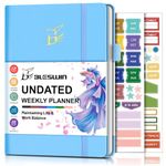BLESWIN Undated Weekly Planner, A5 Size (5.7'' X 8.5'') Diary Week to View, Goal Setting Productivity Planner Journal with To-Do-List & Habit Tracker, Blue Work Planner Organizer for Men & Women