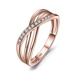 JewelryPalace Infinity Knot Round Cut CZ Stackable Wedding Ring Eternity Bands for Women, Cubic Zirconia 925 Sterling Silver 14K Rose Gold Plated Promise Ring for Her Size 8