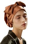 LilySilk 100% 22MM Pure Mulberry Silk Sleep Cap Womens Natural Silk Bonnet for Sleeping and Hair Care Night Hair Wrap Shower Cap with Long Elastic Band for Stay On, Toffee