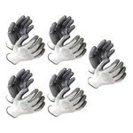 7Shield Multipurpose Nylon Anti Cut PU Nitrile Coating Work Safety Gloves, Hand & Fingers, Gardening, Mechanical, Construction, Agriculture & Automotive – Durable & Comfortable (5 Pairs, WhiteGrey)