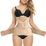 PLETHEON 3-In-1 Post Pregnancy Abdominal Belt After Delivery Waist & Pelvis Slimming Shapewear Tummy Reduction Free Size (Polyester & spandex,Fit From 30 Inch To 46 Inches Of Waist)