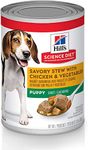 Hill's Science Diet Puppy Canned Dog Food, Savory Stew with Chicken & Vegetables, 12.8 oz, 12 Pack wet dog food