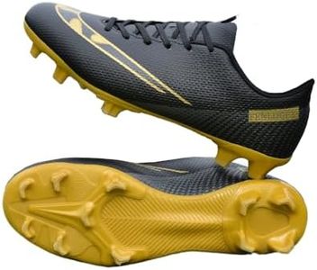 Low Leather Soccer Cleats - Professional-Grade with Lace-Up - Ideal for Training & Competition on Firm Ground & Turf - Unisex, Men, Women, Boys & Girls (Black Gold,7,6,Women,Medium,Men)