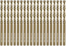 SALI Cobalt Drill Bit Set 20Pcs 3mm M35 High Speed Steel Jobber Drill Bit Kit (HSS) Twist Drill Bits for Hardened Metal, Stainless Steel, Cast Iron, Wood and Plastic, with Index Storage Case