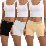 INNERSY Womens Boxer Shorts Cotton Boxers Underwear Ladies Boyshorts Hipster Knickers 3 Pack (14-16, Black/White/Beige)