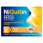 NiQuitin 14mg Nicotine Patches (Step 2 - 7 Clear Patches) - 24 Hour Craving Control - 1 Week Treatment Patches to Quit Or Reduce - Discreet Transparent Stop Smoking & Vaping Aids