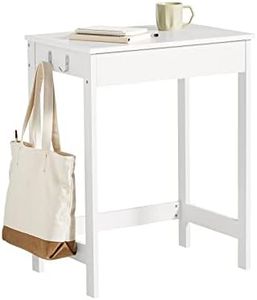 SoBuy White Small Desk with Drawer and Hooks, Study Desk, Small PC Desk, Laptop Desk, FWT43-W