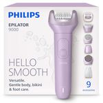 Philips Epilator Series 9000 - Cordless Wet and Dry Epilator, Shaver & Trimmer for Women, Hair Removal for Legs, Body and Bikini, with ProGuide, 9 Accessories, 60 min. Runtime, Model BRE728/00