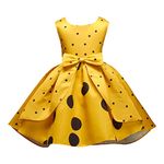 Hopscotch Girls Knee Length Party Dresses in Yellow Color for Ages (6-7 Years)