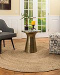 Hand Woven Braided Jute Area Rug, Round, Reversible (Beige, 120 cm Diameter)