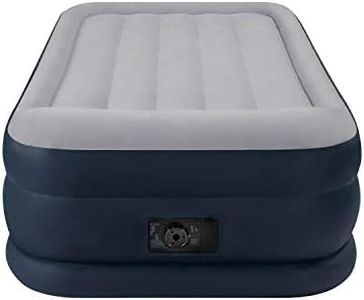 Intex Vinyl Deluxe Pillow Rest Raised Airbed With Soft Flocked Top For Comfort, Built-In Pillow And Electric Pump, Twin, Bed Height 16.75" - Grey