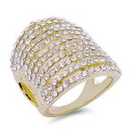 11 Rows Fashion Crystal Cocktail Rings for women Size 5 to 12 (Gold, R)