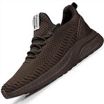 Feethit Mens Slip On Walking Shoes Non Slip Running Shoes Lightweight Tennis Shoes Breathable Workout Shoes Comfortable Fashion Sneakers Dark Brown Size 9