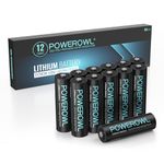 POWEROWL Lithium AA Batteries, 1.5V High Capacity Double A Battery for Camera Freezer Thermometer etc,12 Pack (Non-Rechargeable)