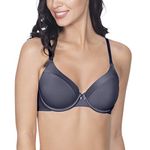 Amante Women's Microfiber Satin Edge Padded Underwire Seamless Full Coverage Everyday T-Shirt Bra with Detachable Straps|Odessey Gray