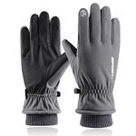 Zibuyu Cycling Winter Gloves For Men Women Bike Riding Gloves Touch Screen Finger Microfiber Anti-Slip Design Windproof Waterproof Snow Ski Gloves Hand Gloves (Grey), One Size