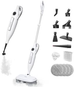 Electric Steam Mop Cleaner with Detachable Handheld Steamer for Cleaning Hardwood/Laminate Floor, Tiles and Grout, with 9-in-1 Multi-purpose Accessories and Washable Microfiber Pads
