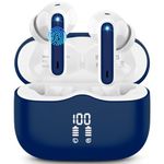 Wireless Earbuds, Bluetooth 5.3 Headphones Wireless Earphones, In Ear buds Wireless Earbuds, 4 ENC Noise Cancelling Mic Wireless Headphones, IP7 Waterproof, 40H Playtime, Mini Ultra Light, Navy Blue