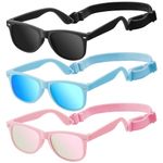 Baby Infant Toddler Polarized Sunglasses with Strap for Boys Girls Age 0-24 Months, 3 Pack Flexible TPEE Rubber Frame Kids 100 UV Protection Sunglasses Newborn Shades