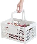 ZHJINGYU crates for storage,plastic baskets for organizing,Plastic Storage Crate,Foldable Milk crate with Handles,collapsible storage crate,car basket,for Kitchen,Bathroom,Medicine