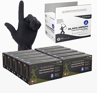Dynarex Black Arrow Disposable Latex Exam Gloves, Powder-Free, For Healthcare, Law Enforcement, Tattoo, Salon or Spa, Black (1000, Small)