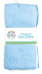 New 3 Pack Super Soft Baby FACE Hand Cloths Bath Flannel Wash Towel Wipe Feeding (Blue & White)