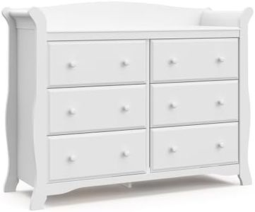 Storkcraft Avalon 6 Drawer Double Dresser (White) – Dresser for Kids Bedroom, Nursery Dresser Organizer, Chest of Drawers for Bedroom with 6 Drawers, Classic Design for Children’s Bedroom