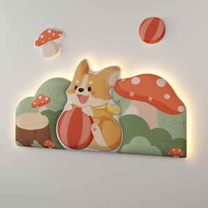 aoohxzr Queen headboard Kids LED Illuminated, Simple Peel and Stick headboard Lighted,Curved Self Adhesive Upholstered,Kids Bedroom only Dog Shape headboard for,DIY Girls Boys Cute headboard.