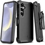 M MYBAT PRO MYBAT Pro Maverick Series for Samsung Galaxy S24 Case with Belt Clip Holster, 6.2 inch, Heavy Duty Military Grade Drop Protective Case with 360° Rotating Stand (No Screen Protector) Black