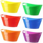 6 Pieces Ice Buckets Bulk, Plastic Ice Buckets with Handles, Oval Storage Tub, Large Capacity Ice Drink Bucket for Party Bar Wine Beer Champagne Beverage Bottle Cooler, 4.5 Liter (Multicolor)
