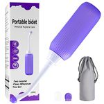 Portable Bidet Sprayer 500ml/17oz,Personal Hygiene Bathroom Aid Pregnant Women Cleansing, Kids Ass Washing,Postpartum Clean with 2 Nozzles and Portable Bag, for Travel,Kids,Puerpera,Eldery (Purple)